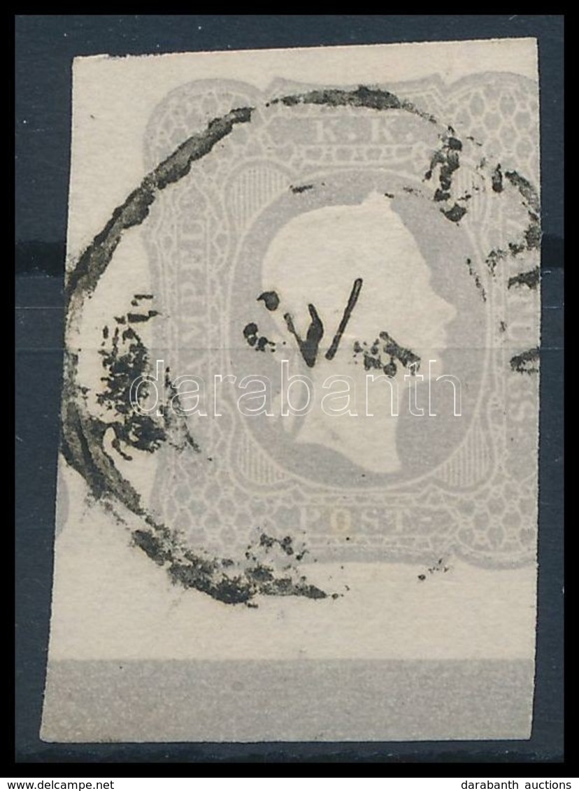 O 1861 Hírlapbélyeg Világos Szürke ívszéli, Alul Széles Szegélyléc Lenyomat / Newspaper Stamp Light Grey Margin Piece 'M - Autres & Non Classés