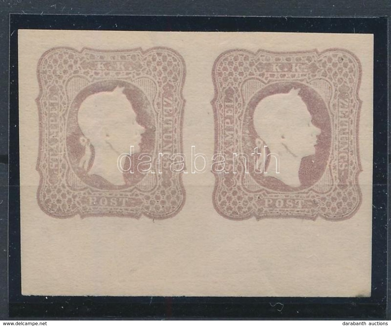 * 1870 Hírlapbélyeg Alsó ívszéli, Vízszintes Pár újnyomat / Newspaper Stamp Reprint Margin Pair. Certificate: Strakosch - Sonstige & Ohne Zuordnung