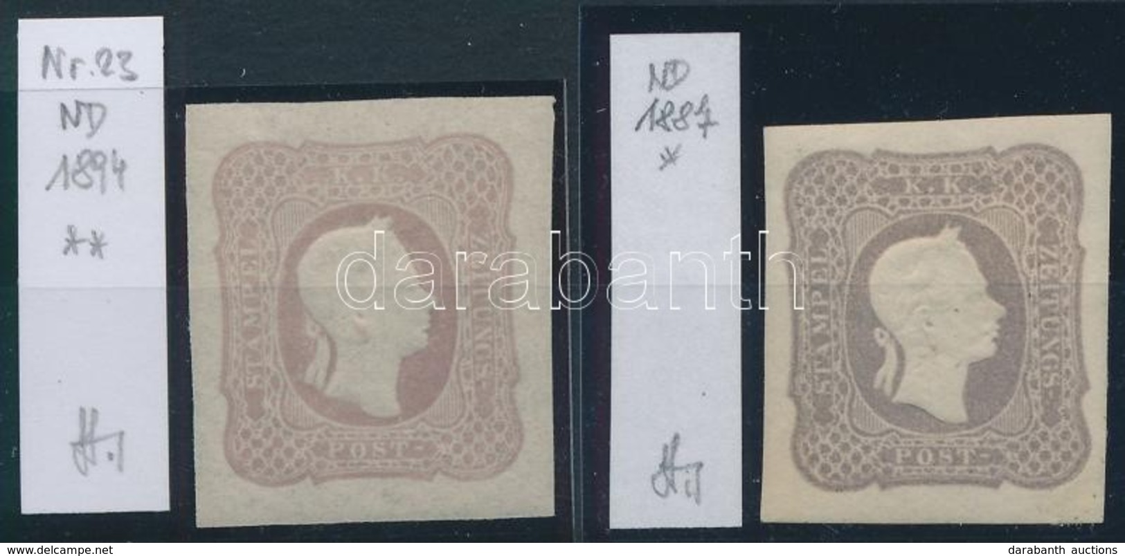 ** * 1887/1894 2 Db Hírlapbélyeg újnyomat Eltérő Színben / 2 Newspaper Stamp Reprints In Different Colours - Sonstige & Ohne Zuordnung