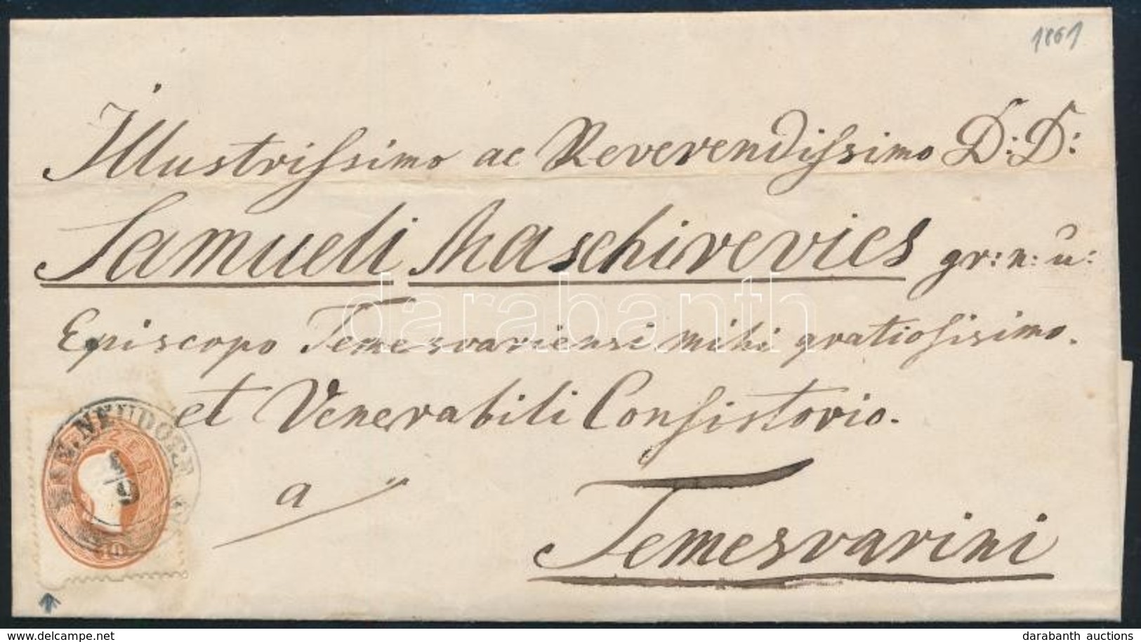 1861 10kr Alul Kimaradt Foglyukkal, Levélen / Perforation Error, On Cover 'BAN. NEUDORF' - Sonstige & Ohne Zuordnung