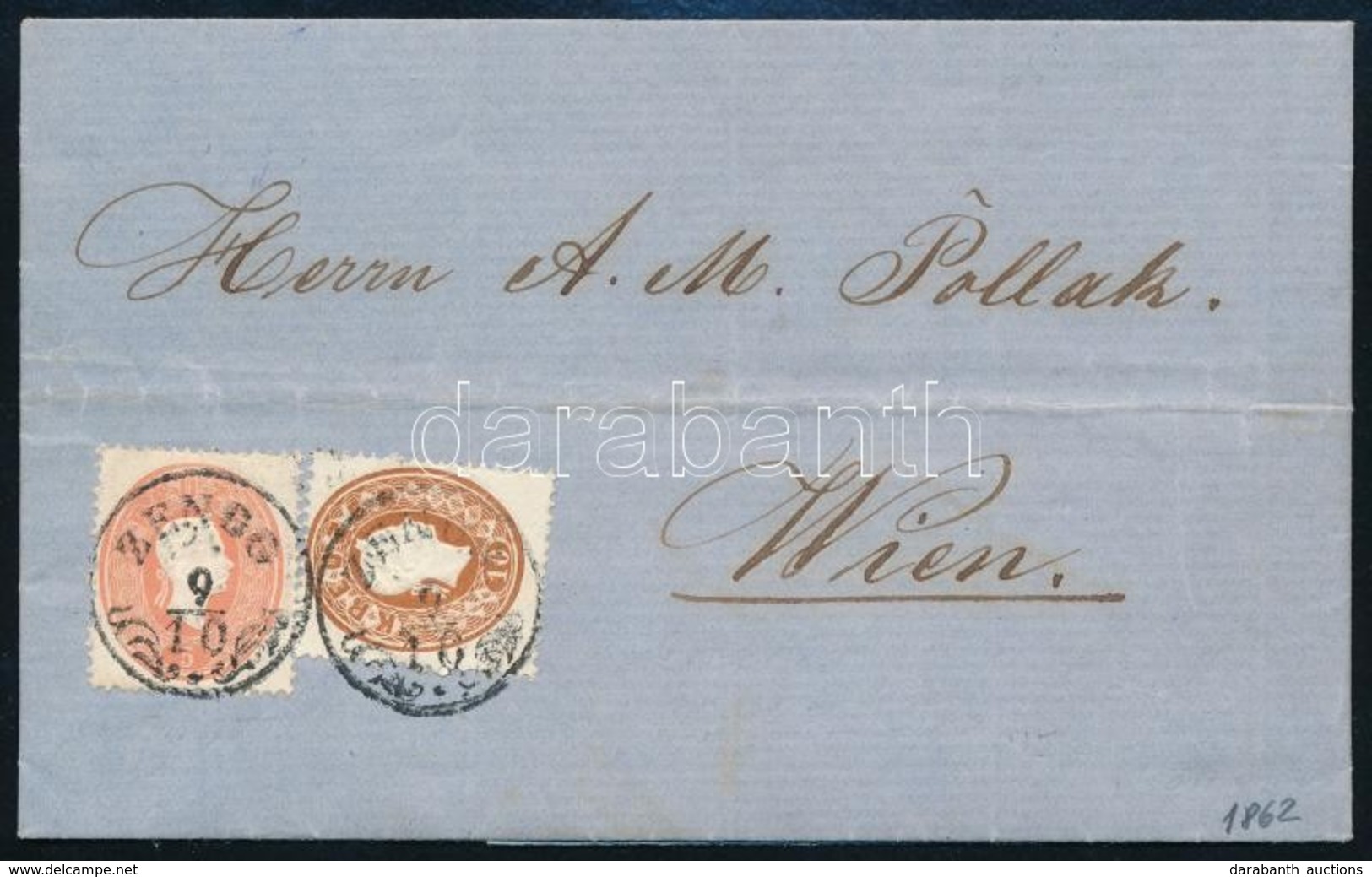 1862 5kr + 10kr Levélen / On Cover 'ZENGG' - 'WIEN' - Autres & Non Classés