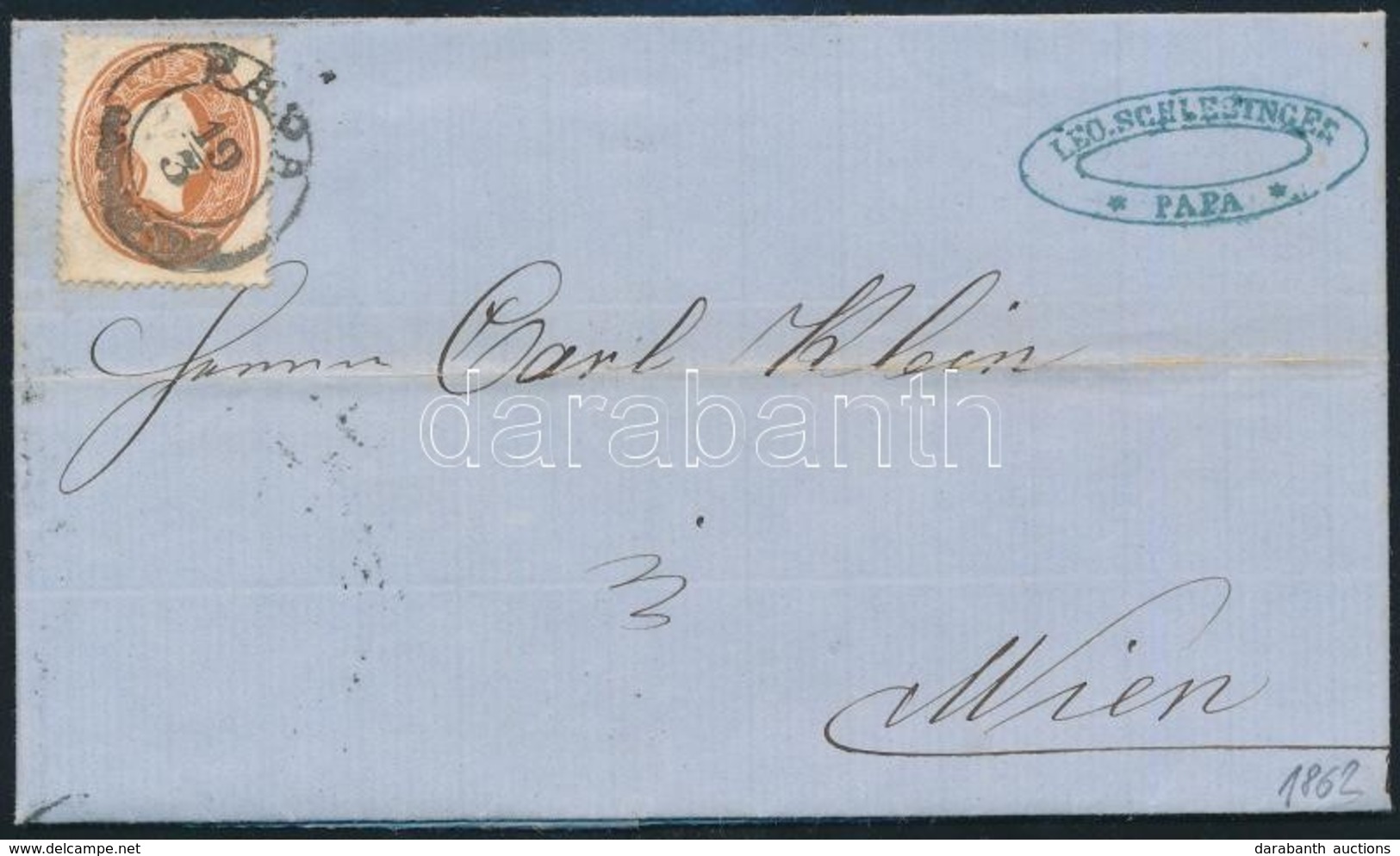 1862 10kr Levélen / On Cover 'PÁPA' - Wien - Sonstige & Ohne Zuordnung