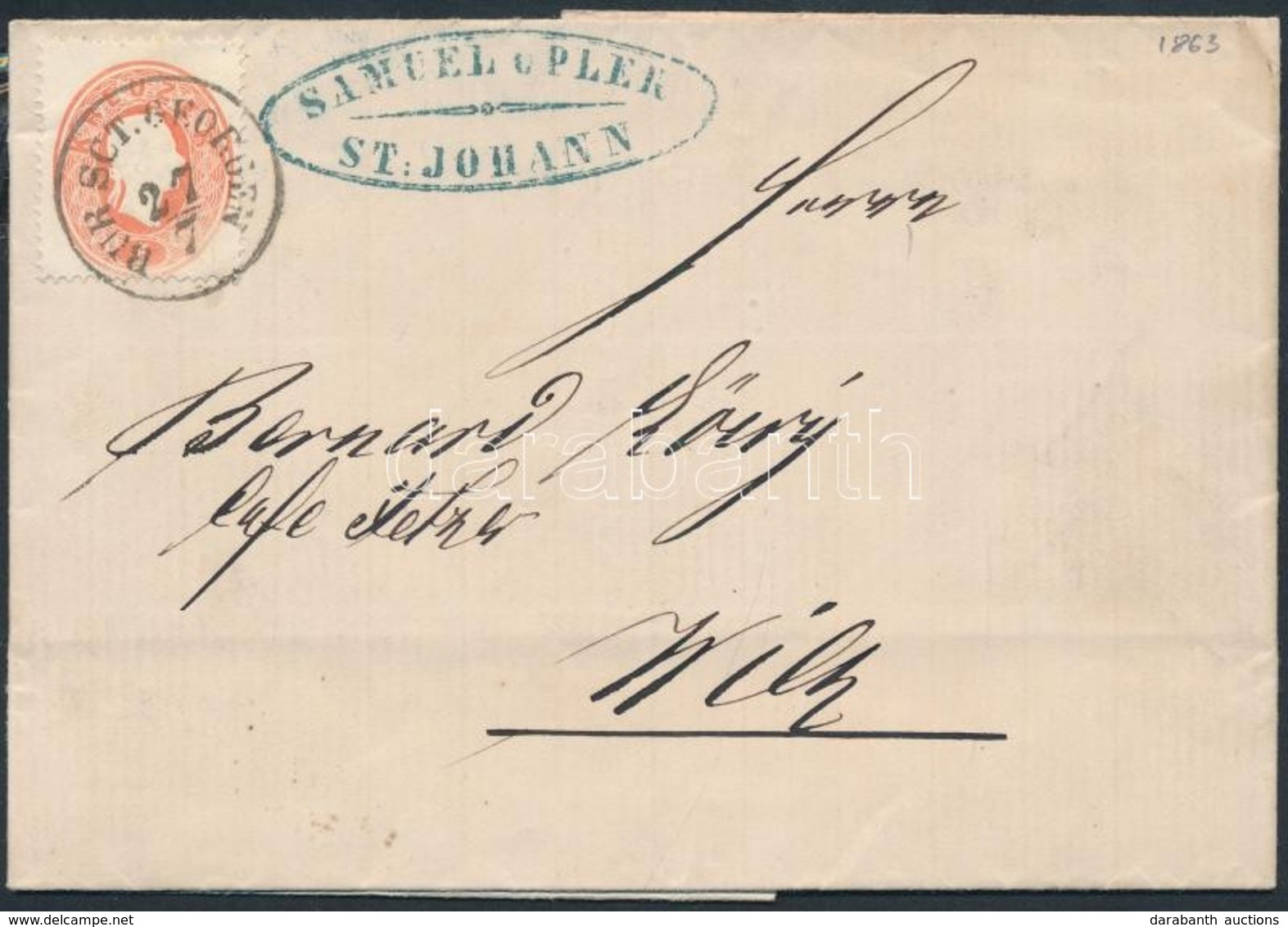 1863 5kr Levélen / On Cover 'BUR SCT. GEORGEN' - 'WIEN' - Sonstige & Ohne Zuordnung