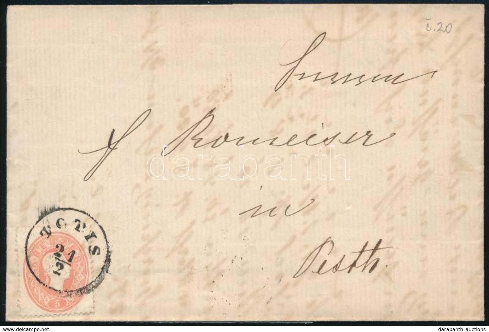 1863 5kr Levélen / On Cover 'TOTIS' - Pesth - Autres & Non Classés