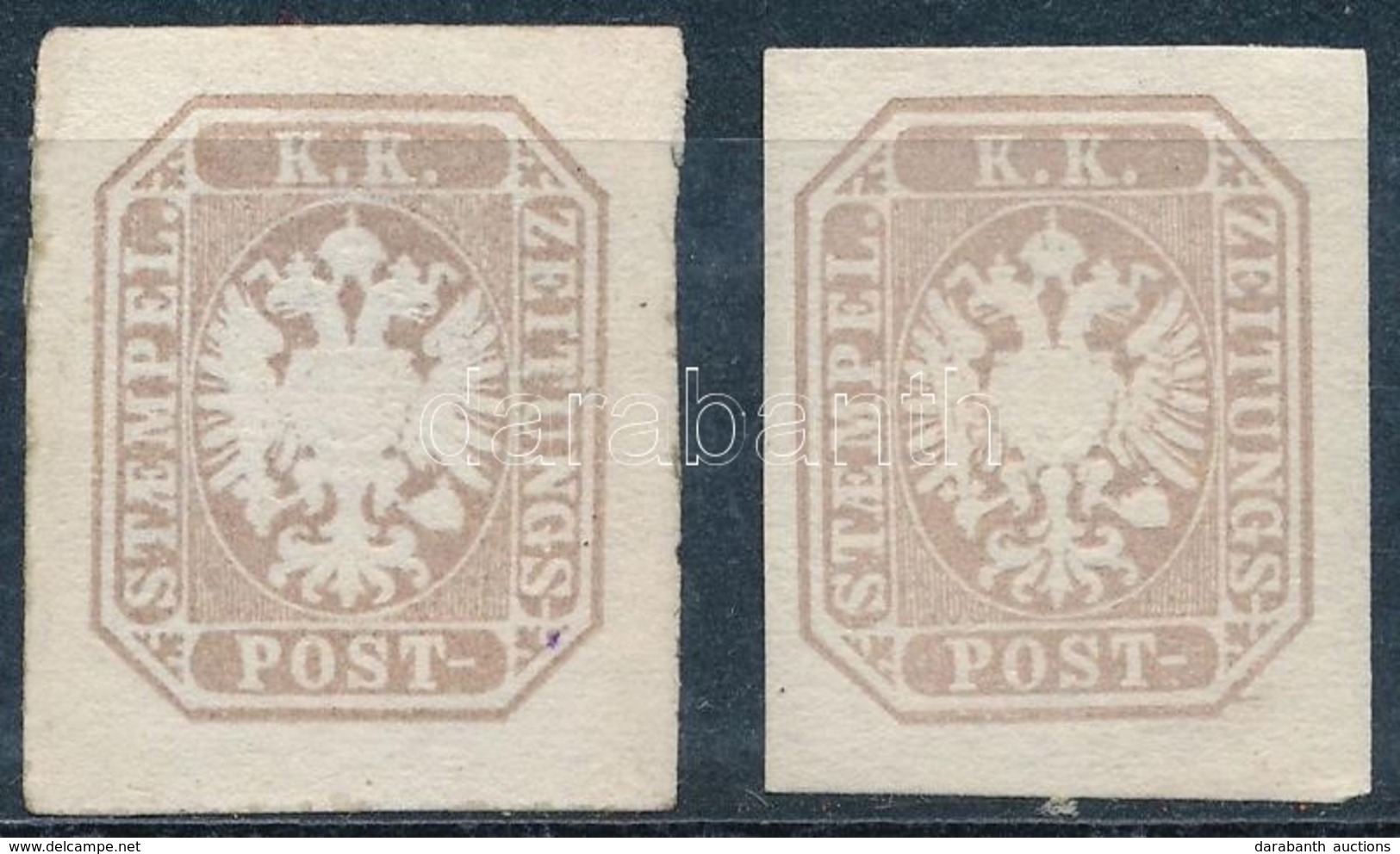 (*) 1863 2 Db Hírlapbélyeg, Az Egyik Gumi Nélkül, A Másik újra Gumizva / 2 Newspaper Stamps, One Without Gum And The Oth - Sonstige & Ohne Zuordnung