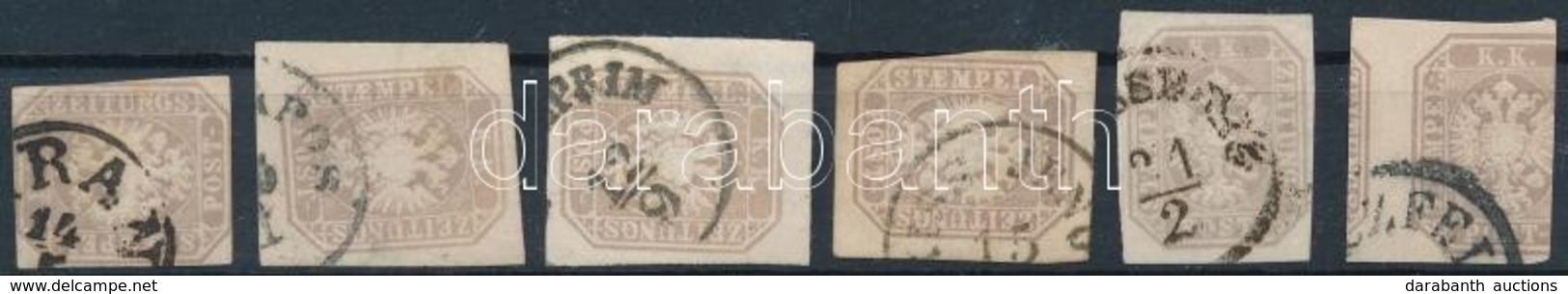 O 1863 6 Db Hírlapbélyeg Színárnyalatokkal / 6 Newspaper Stamps In Colour Varieties - Sonstige & Ohne Zuordnung