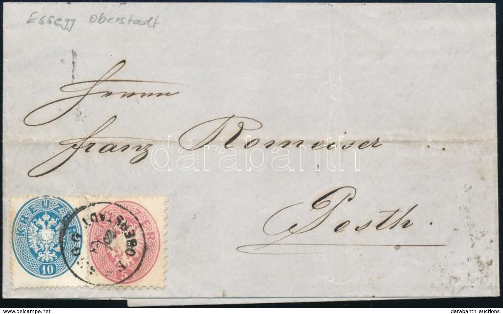 1864 1863 10kr + 1864 5kr Vegyes Bérmentesítés Levélen / Mixed Franking On Cover '(ES)SEGG OBERSTADT' - 'PESTH' - Autres & Non Classés