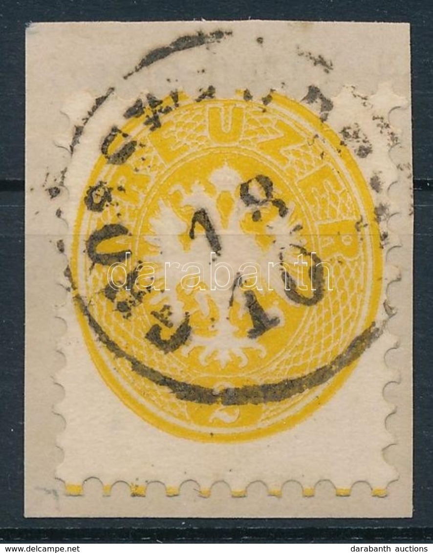 1864 2kr Sötétsárga Alul Szegélyléclenyomattal Kivágáson / Deep Yellow With Bar Below On Cutting 'GROSSW(ARDEIN)' Certif - Autres & Non Classés