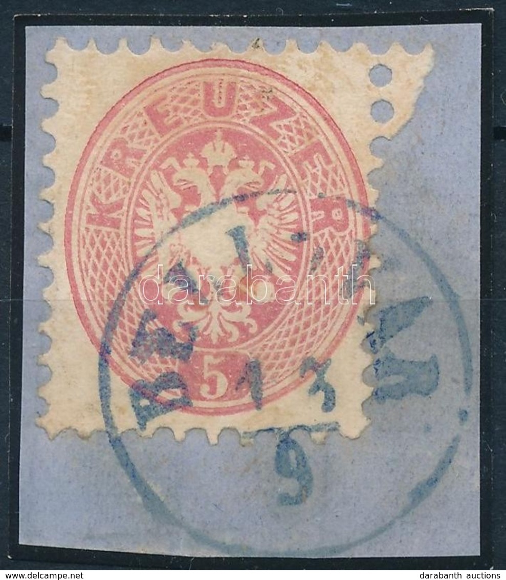 1864 5kr Kivágáson / On Cutting, Kék / Blue 'BELLOVÁR' (Gudlin 200 P) - Sonstige & Ohne Zuordnung