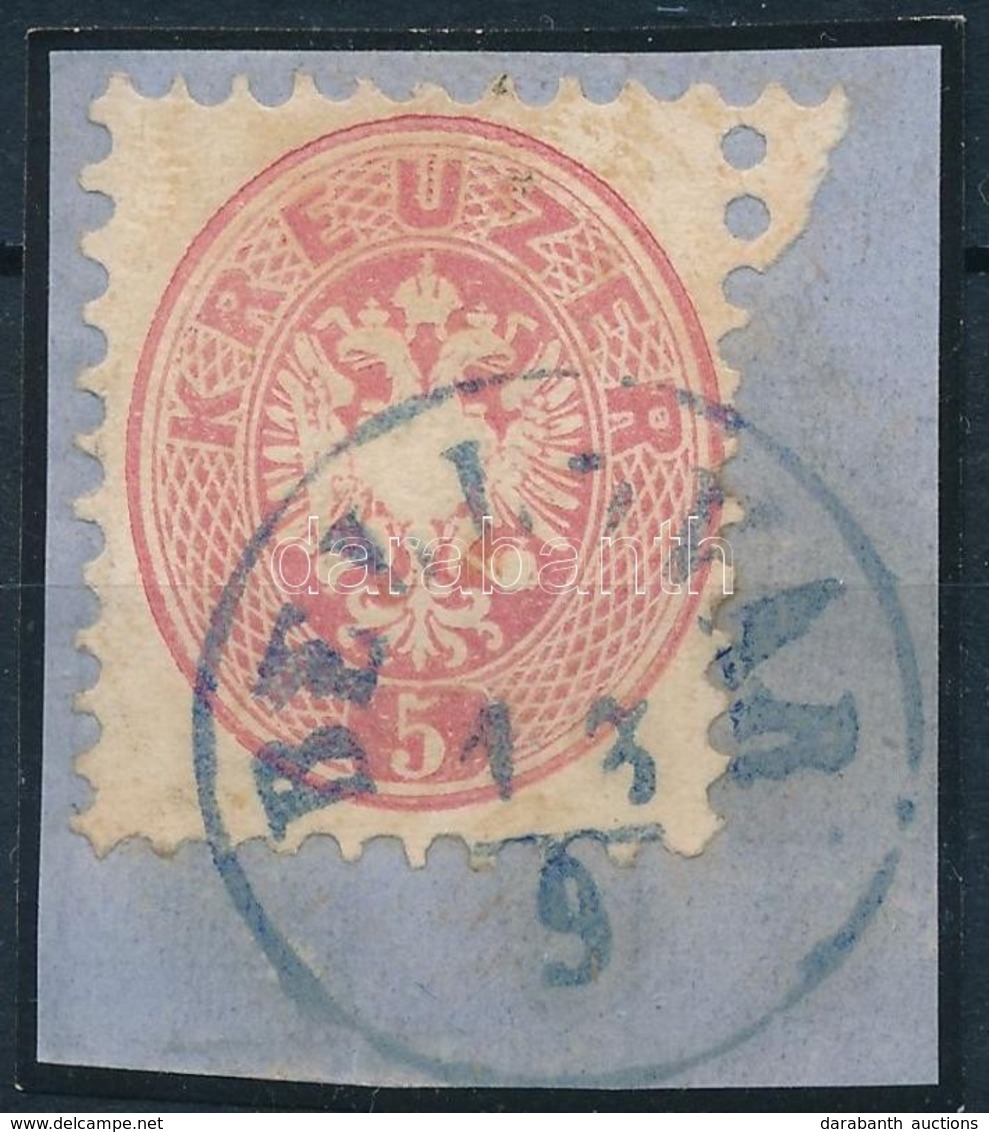 1864 5kr Kivágáson / On Cutting, Kék / Blue 'BELLOVÁR' (Gudlin 200 P) - Autres & Non Classés