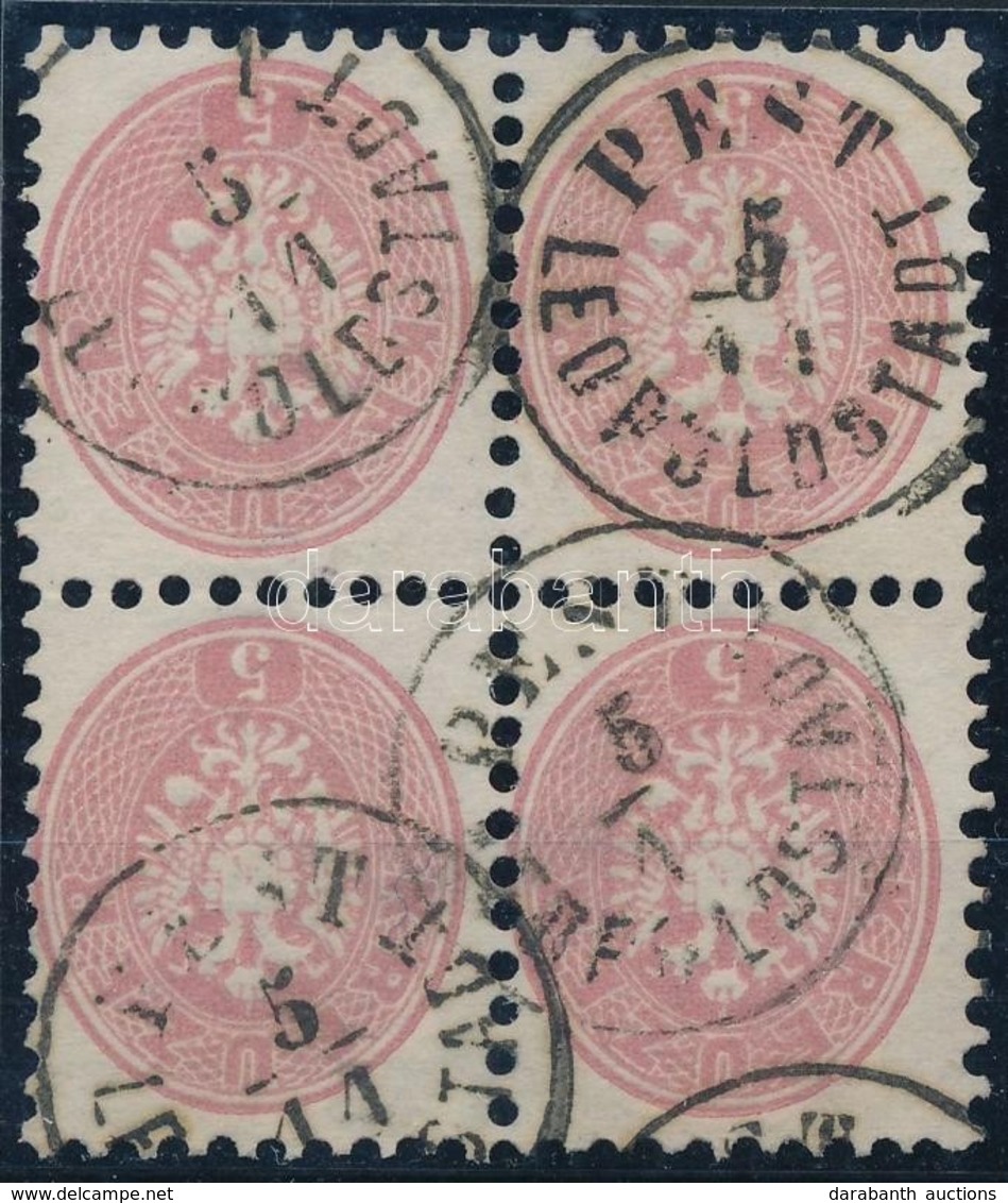 O 1864 5kr Négyestömb / Block Of 4 'PEST LEOPOLDSTADT' Signed: Ferchenbauer - Sonstige & Ohne Zuordnung