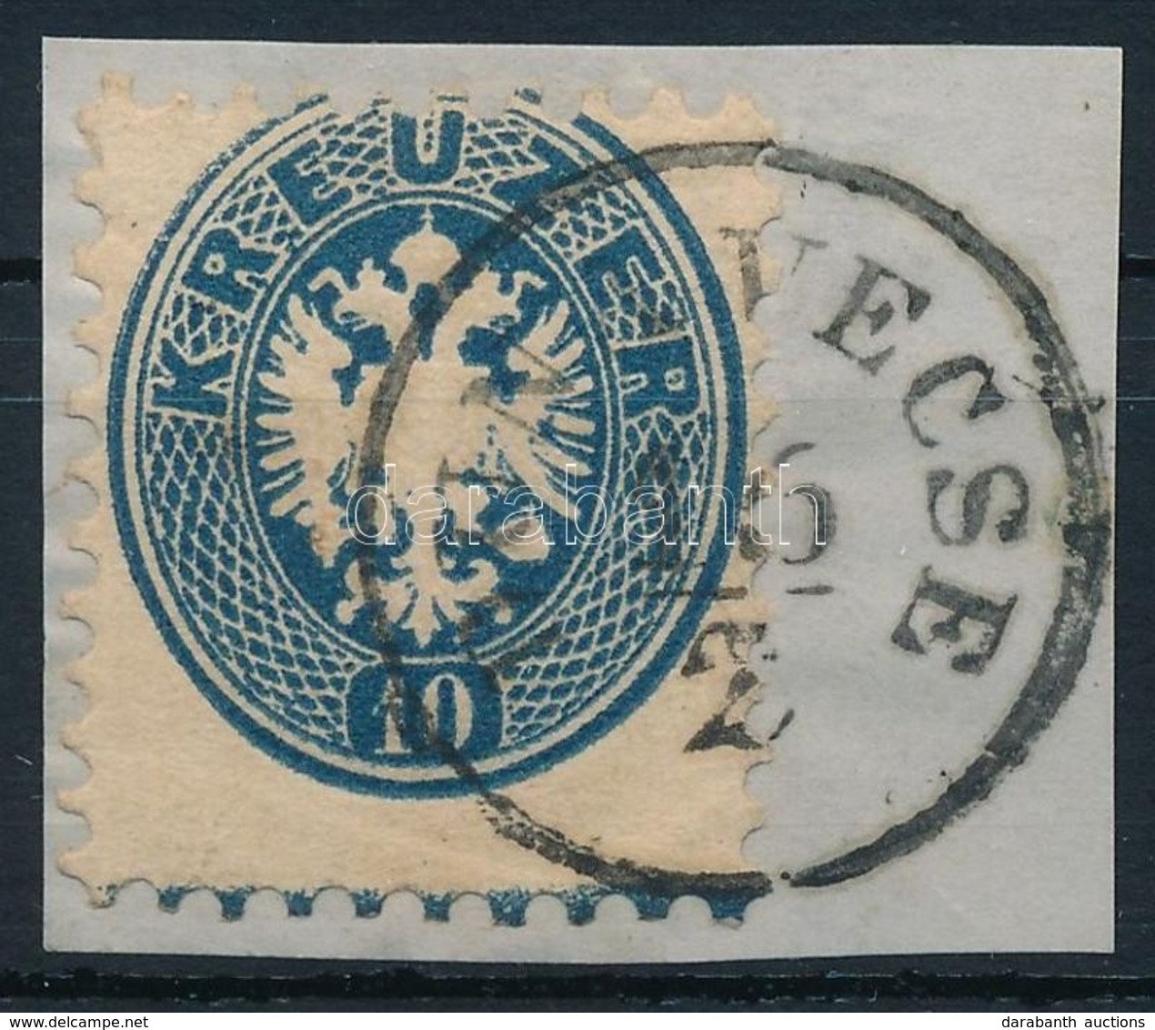 1864 10kr Sötétkék, Alul Szegélyléc Lenyomattal / Dark Blue, With Bar Below 'DUNA VECSE' Certificate: Steiner - Autres & Non Classés