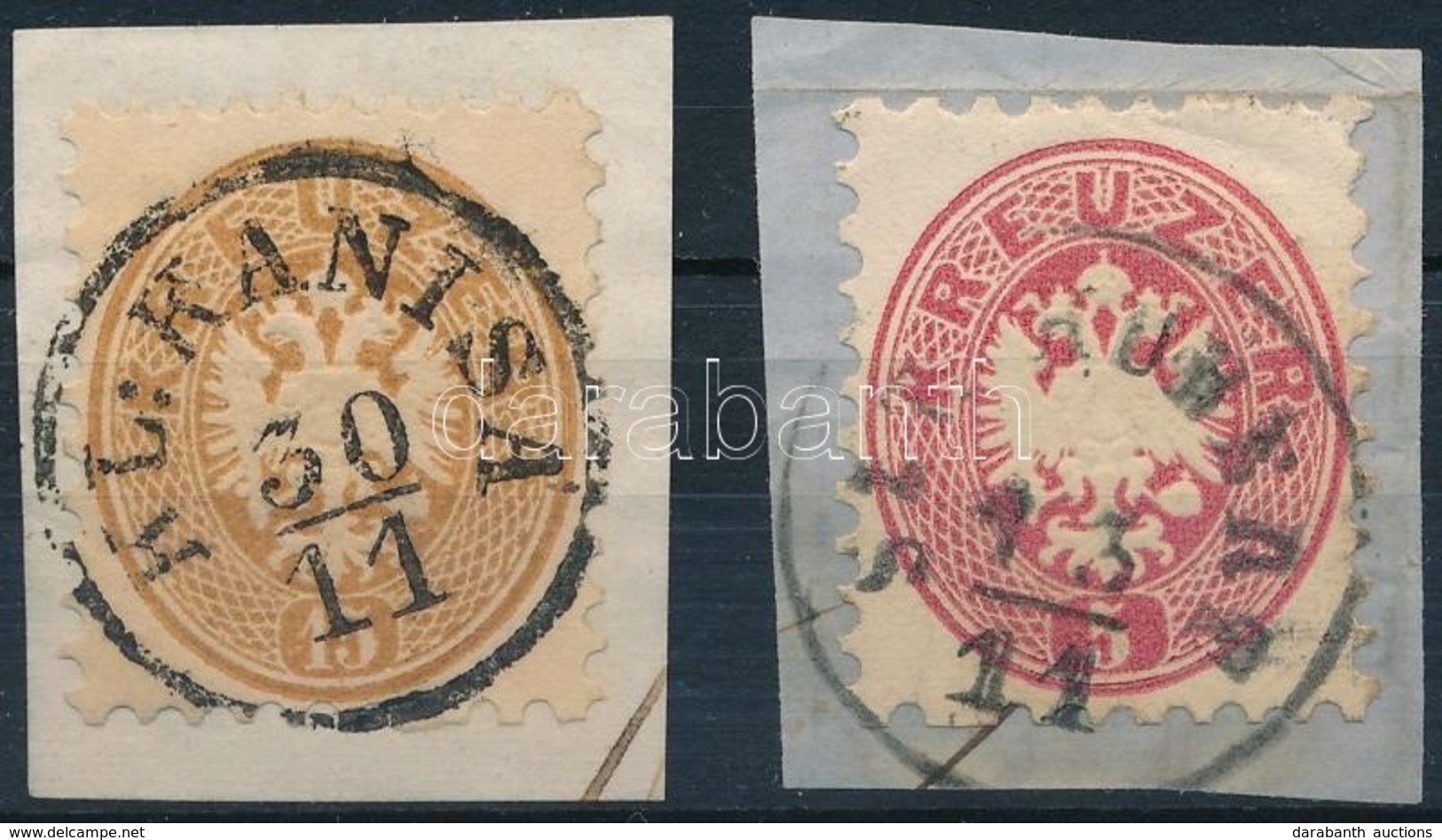 1864 5kr + 15kr Kivágásokon / On Cuttings 'KL:KANISA' + 'SZT. HUBERT' - Sonstige & Ohne Zuordnung