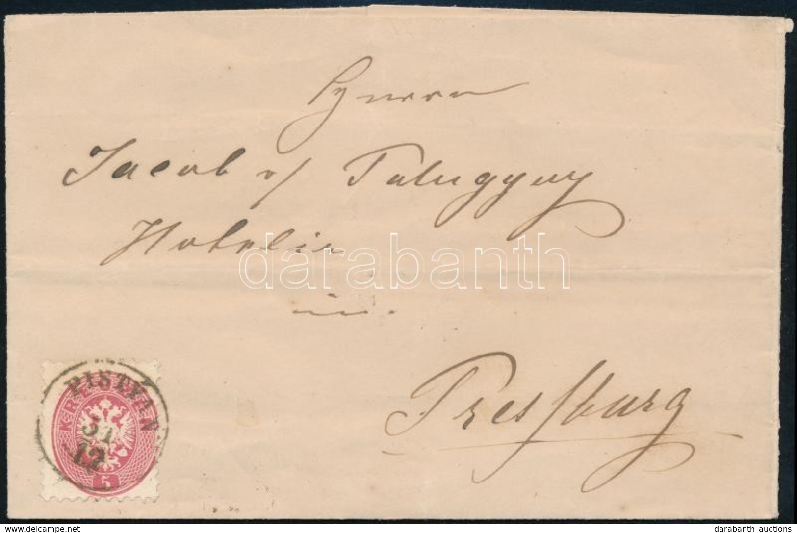 ~1864 5kr Levélen / On Cover 'PISTYÁN' - Pressburg - Autres & Non Classés