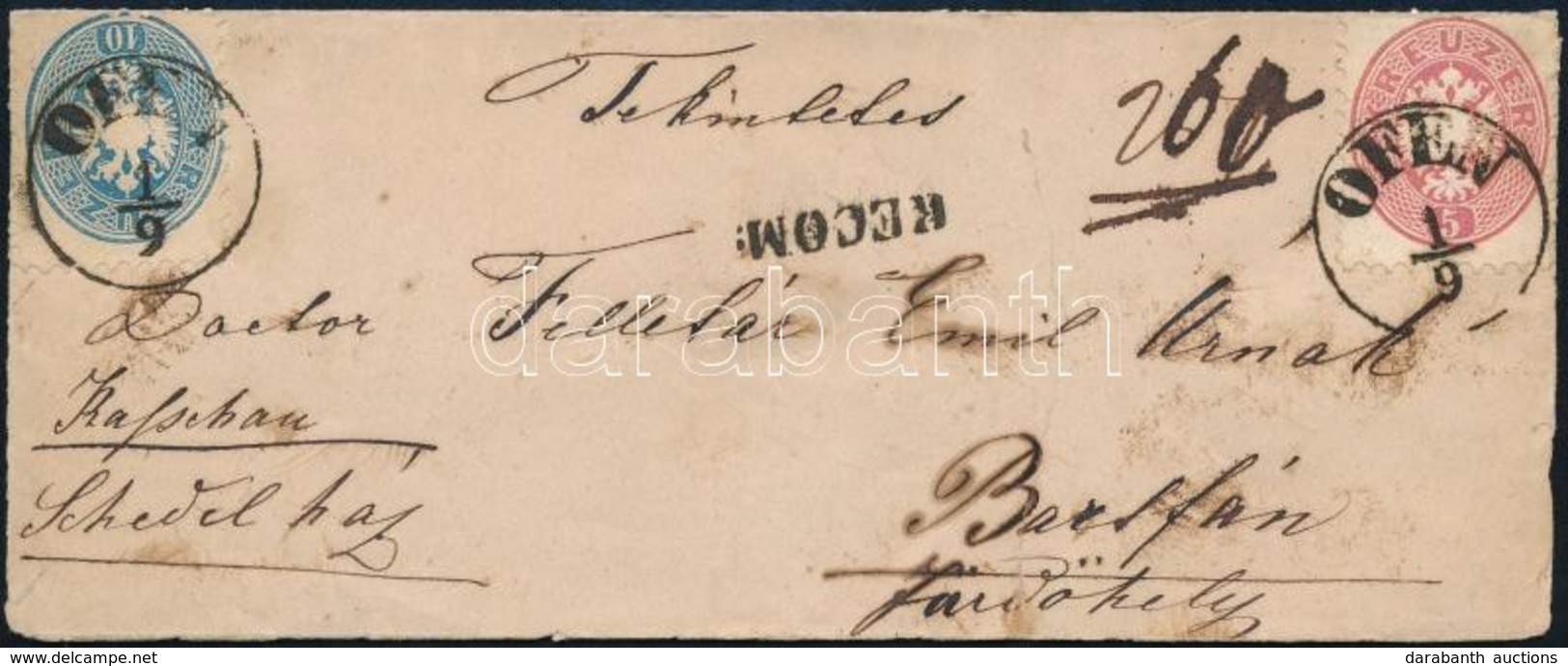 ~1864 5kr + 10kr Ajánlott Levélen / On Registered Cover 'OFEN' - Bártfa - Sonstige & Ohne Zuordnung