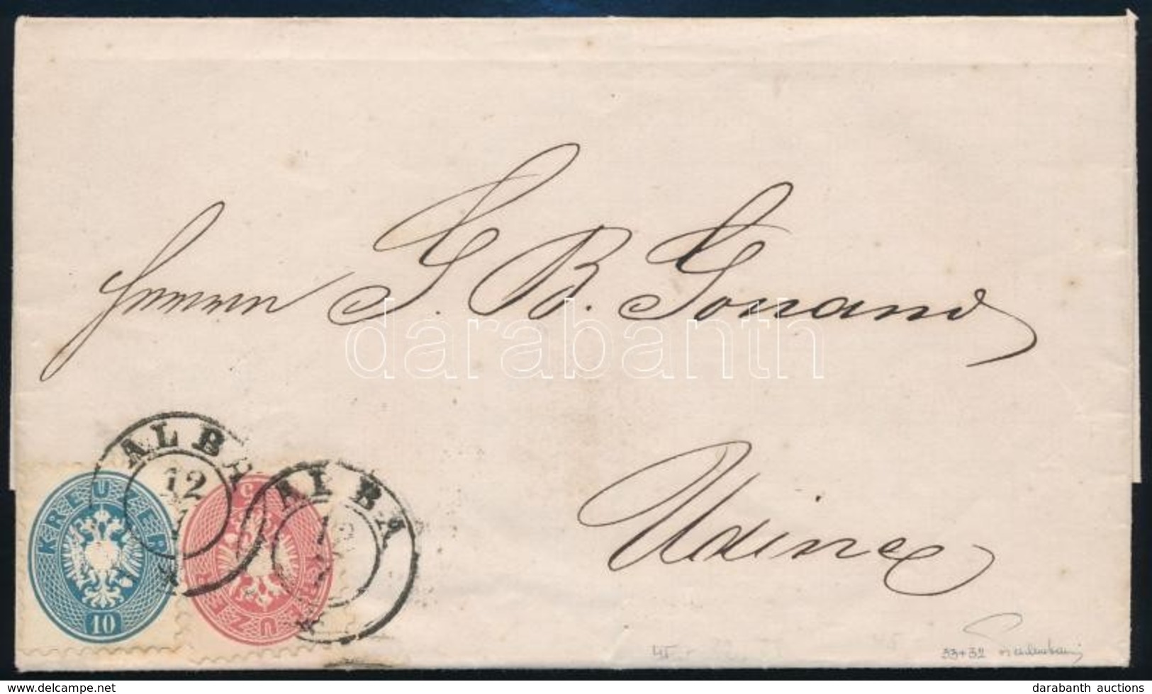 ~ 1865 5kr + 10kr Levélen ,,ALBA' - ,,WIEN' - ,,UDINE' Signed:  Ferchenbauer - Sonstige & Ohne Zuordnung