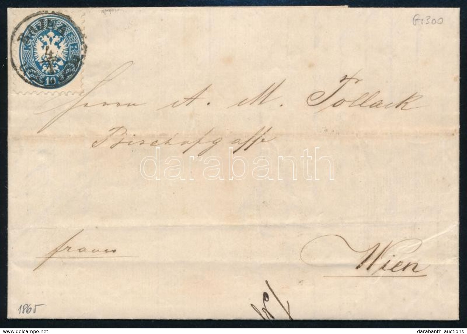 1865 10kr Levélen / On Cover 'BAJNA' - Wien - Autres & Non Classés