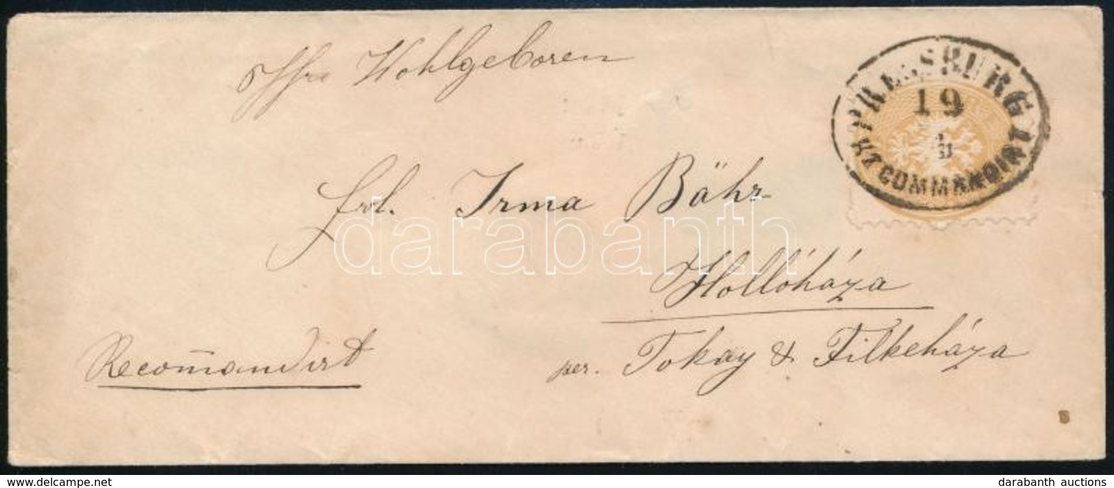 ~1866 15kr Ajánlott Levélen / On Registered Cover 'PRESSBURG / RECOMMANDIRT' - Hollóháza - Sonstige & Ohne Zuordnung