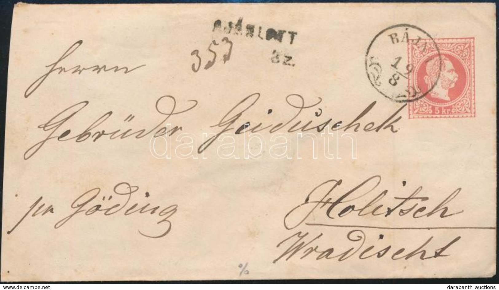 1868 Ajánlott 5kr Díjjegyes Boríték 2 X 5kr Díjkiegészítéssel / Registered PS-cover With 2 X 5kr Additional Franking 'BA - Sonstige & Ohne Zuordnung