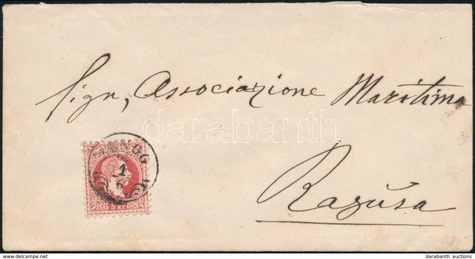 ~1868 5kr Levélen / On Cover 'ZENGG' - 'ZARA' - 'RAGUSA' - Sonstige & Ohne Zuordnung