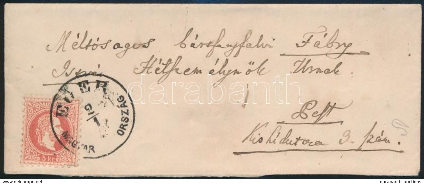 1869 5kr Levélen / On Cover 'EGER MAGYAR ORSZÁG'  - Pest - Autres & Non Classés