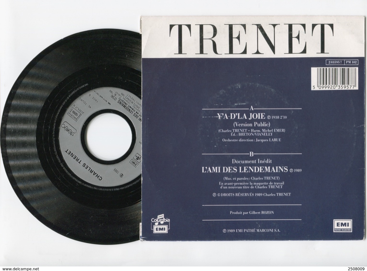 CHARLES TRENET- 45 T" L'ami Des Lendemains"+ Programme Concert Année 1989 - Musicals