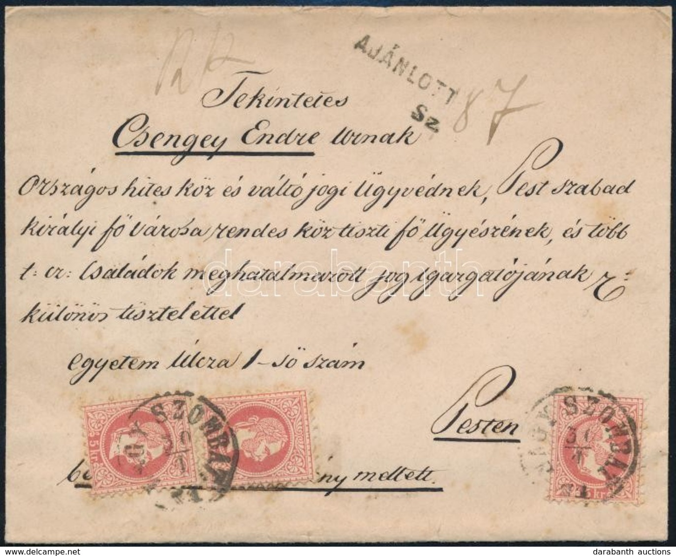 1871 3 X 5kr Ajánlott Levélen / On Registered Cover 'NAGYSZOMBAT' - Pest - Sonstige & Ohne Zuordnung