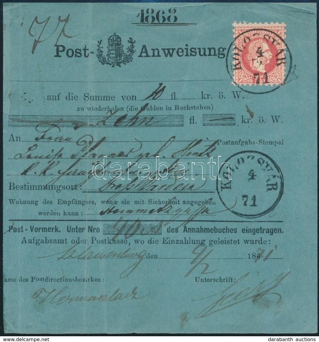 1871 Postautalvány 5kr Bélyeggel / 5kr On Money Order 'KOLOZSVÁR' - Sonstige & Ohne Zuordnung