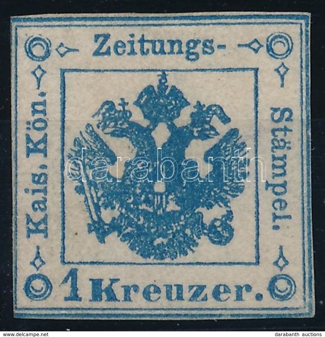 (*) 1858 Hírlapilleték 1kr Kék, PROVIZÓRIUM, RR! / Newspaper Duty Stamp 1kr Blue (Mi EUR 425,-) Certificate: Strakosch - Sonstige & Ohne Zuordnung