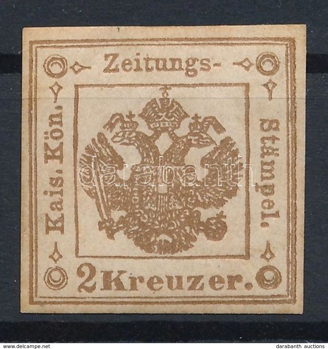* 1858 Hírlapilleték 2kr Szürkésbarna, II-es Típus, I. Lemez / Newspaper Duty Stamp 2kr Greyish Brown, Type II, Plate I. - Other & Unclassified