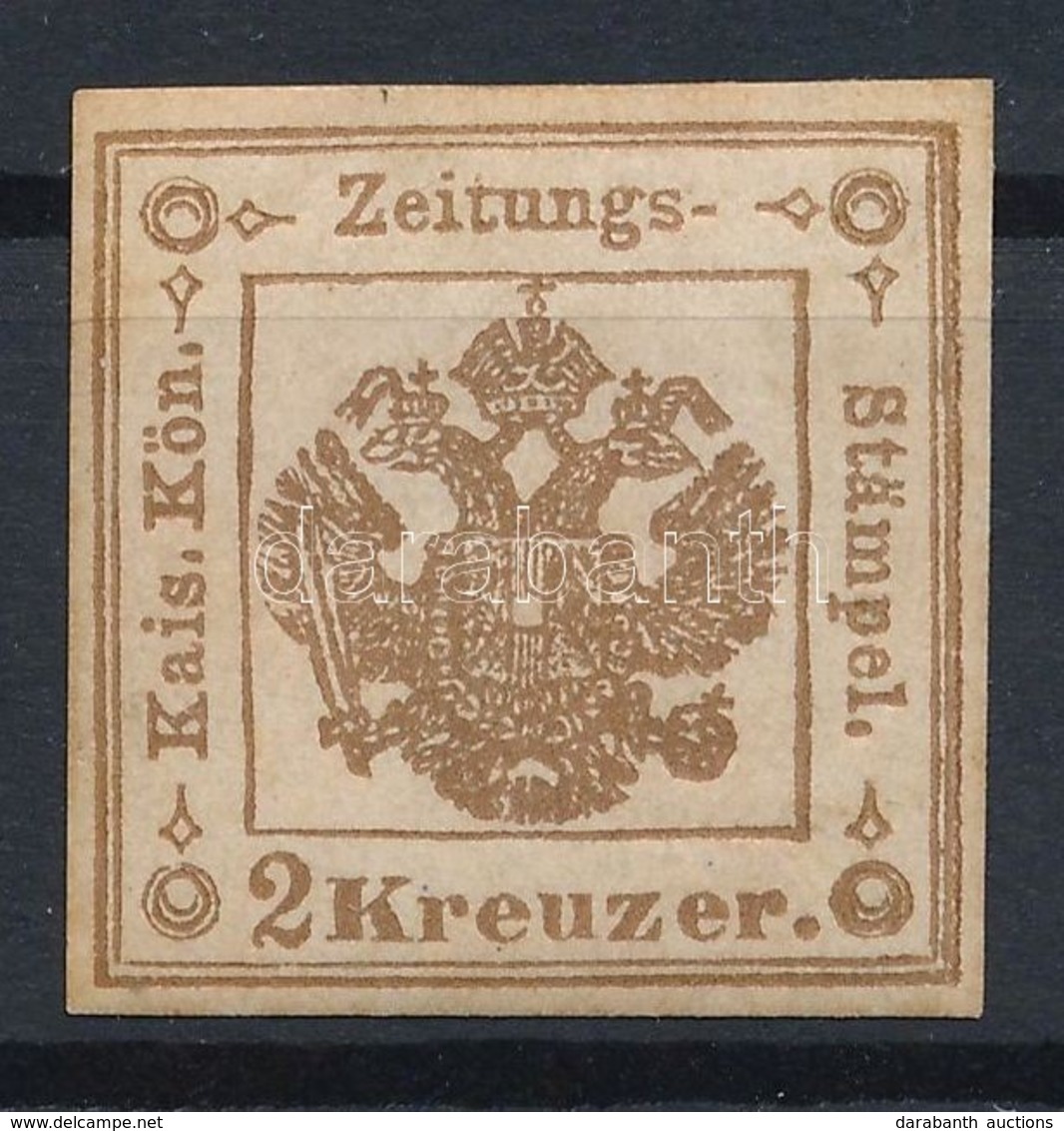 * 1858 Hírlapilleték 2kr Szürkésbarna, II-es Típus, I. Lemez / Newspaper Duty Stamp 2kr Greyish Brown, Type II, Plate I. - Autres & Non Classés