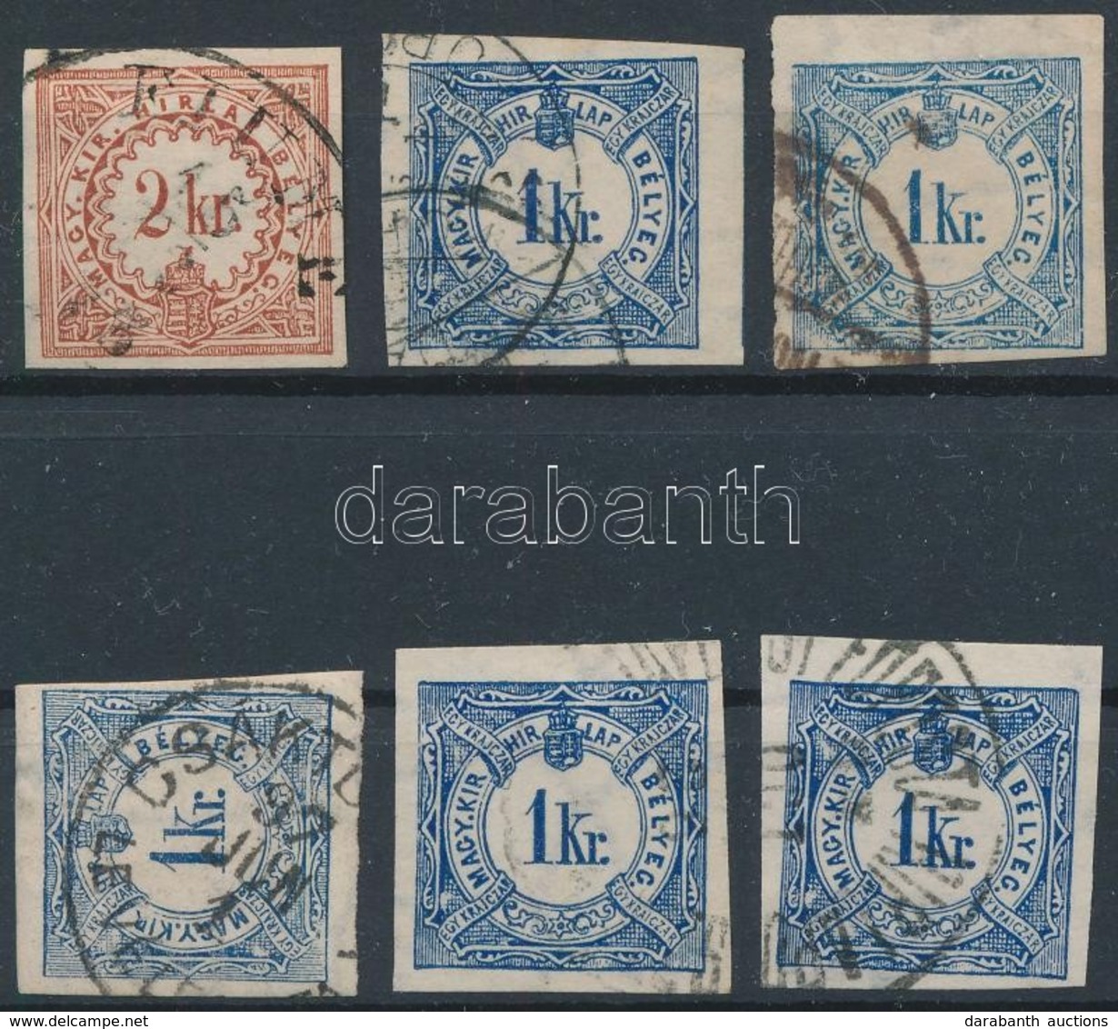 O 1868-1888 6 Db Hírlapilleték Bélyeg Színváltozatokkal  / 6 Newspaper Duty Stamps With Colour Varieties - Otros & Sin Clasificación