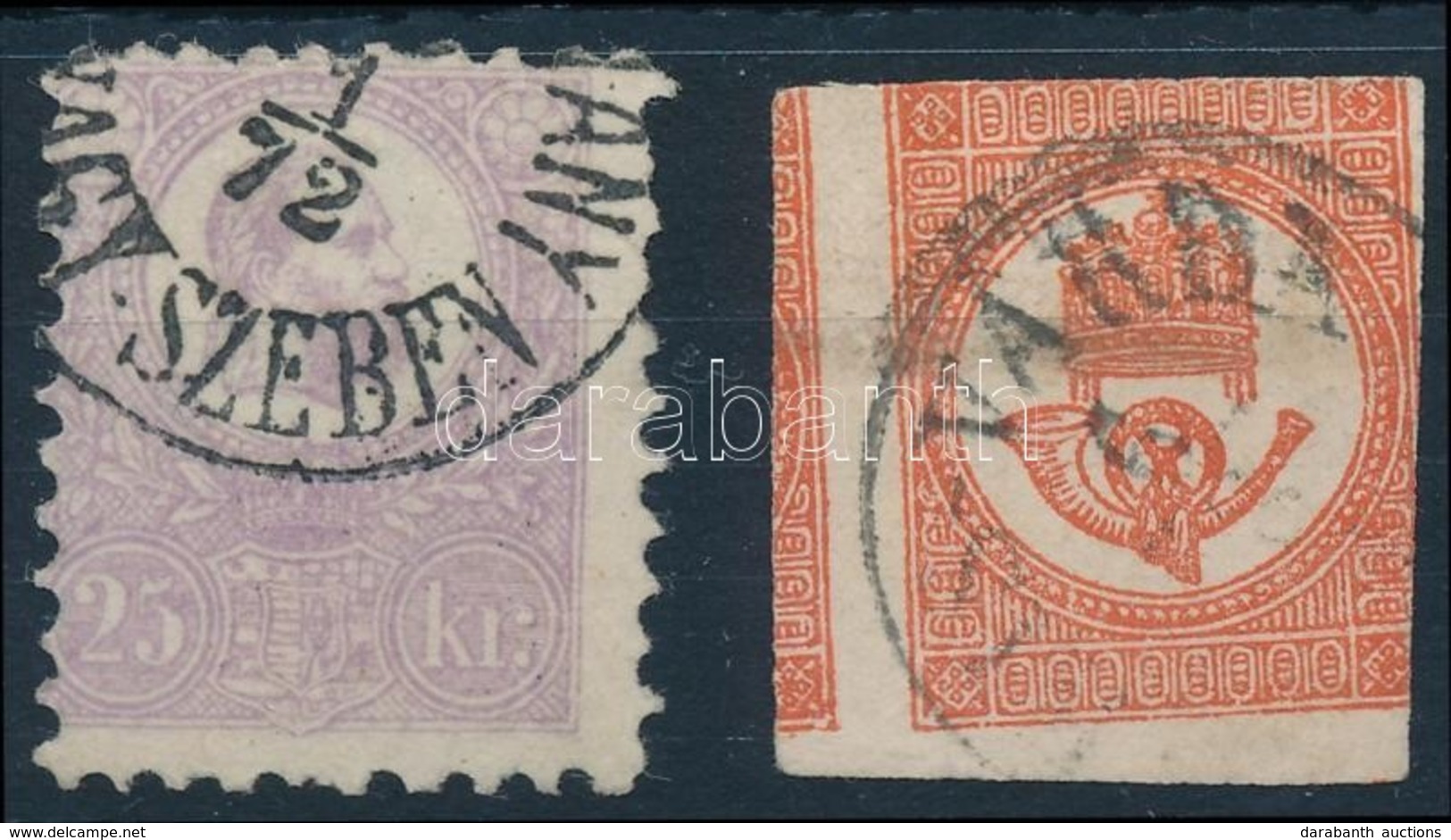 O 1871 Kőnyomat 25kr Ibolya Elfogazott Bélyeg + Hírlapbélyeg érdekesen Vágva (52.500) / Mi 6a Violet + Newspaper Stamp M - Sonstige & Ohne Zuordnung
