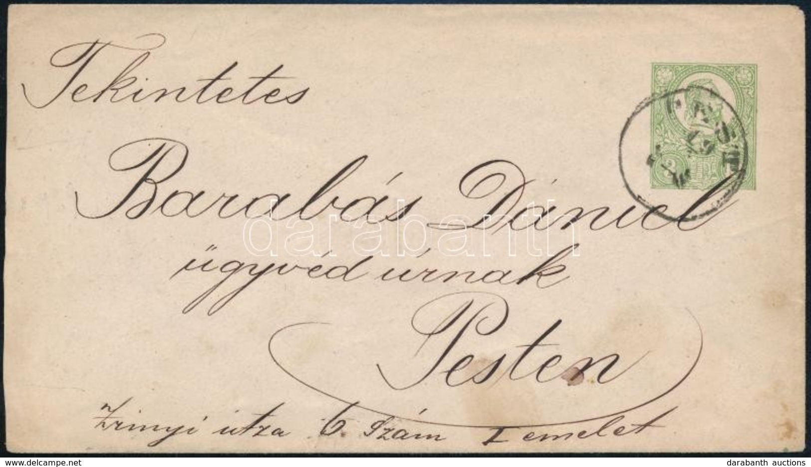 ~1871 3kr Díjjegyes Helyi Boríték / Local PS-cover 'PEST' - Autres & Non Classés