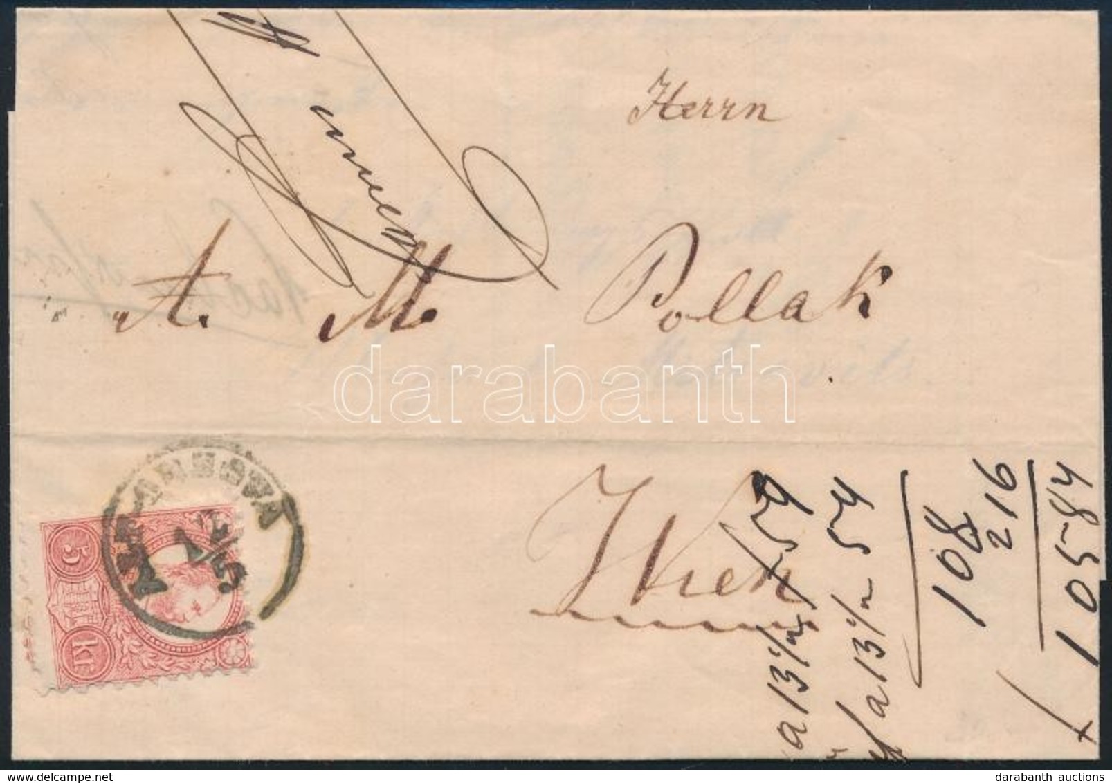 1872 Réznyomat 5kr Levélen / Mi 10 On Cover 'ALT-ORSOVA' - 'WIEN' - Autres & Non Classés