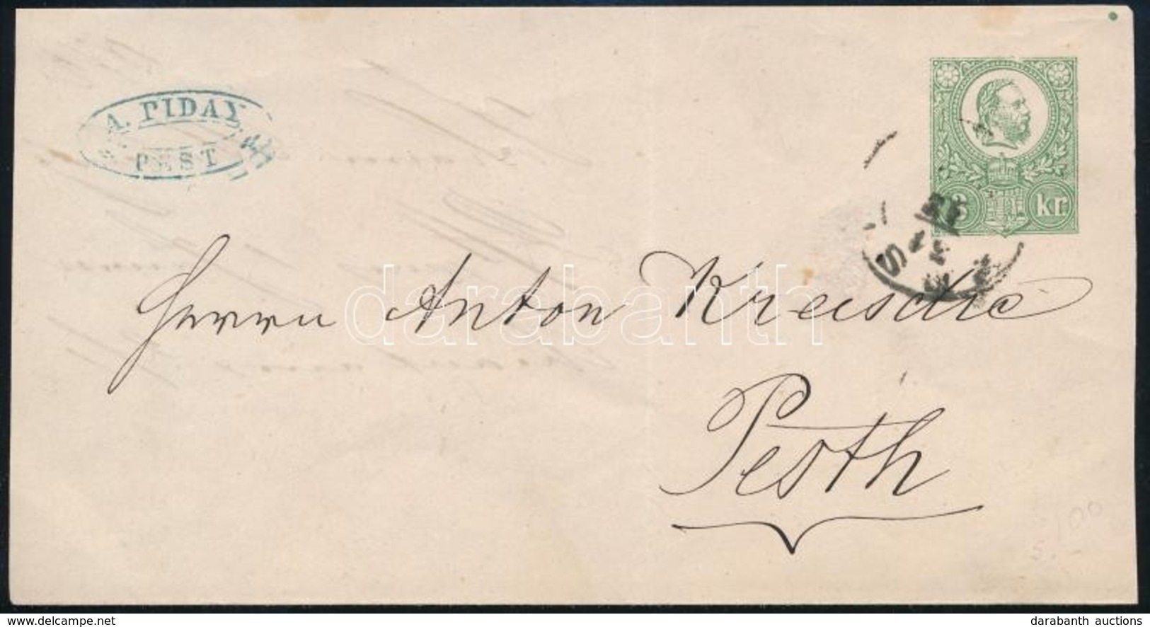 1872 3kr Díjjegyes Boríték Helyi Levélként / PS-cover As Local Cover 'PEST' - Autres & Non Classés