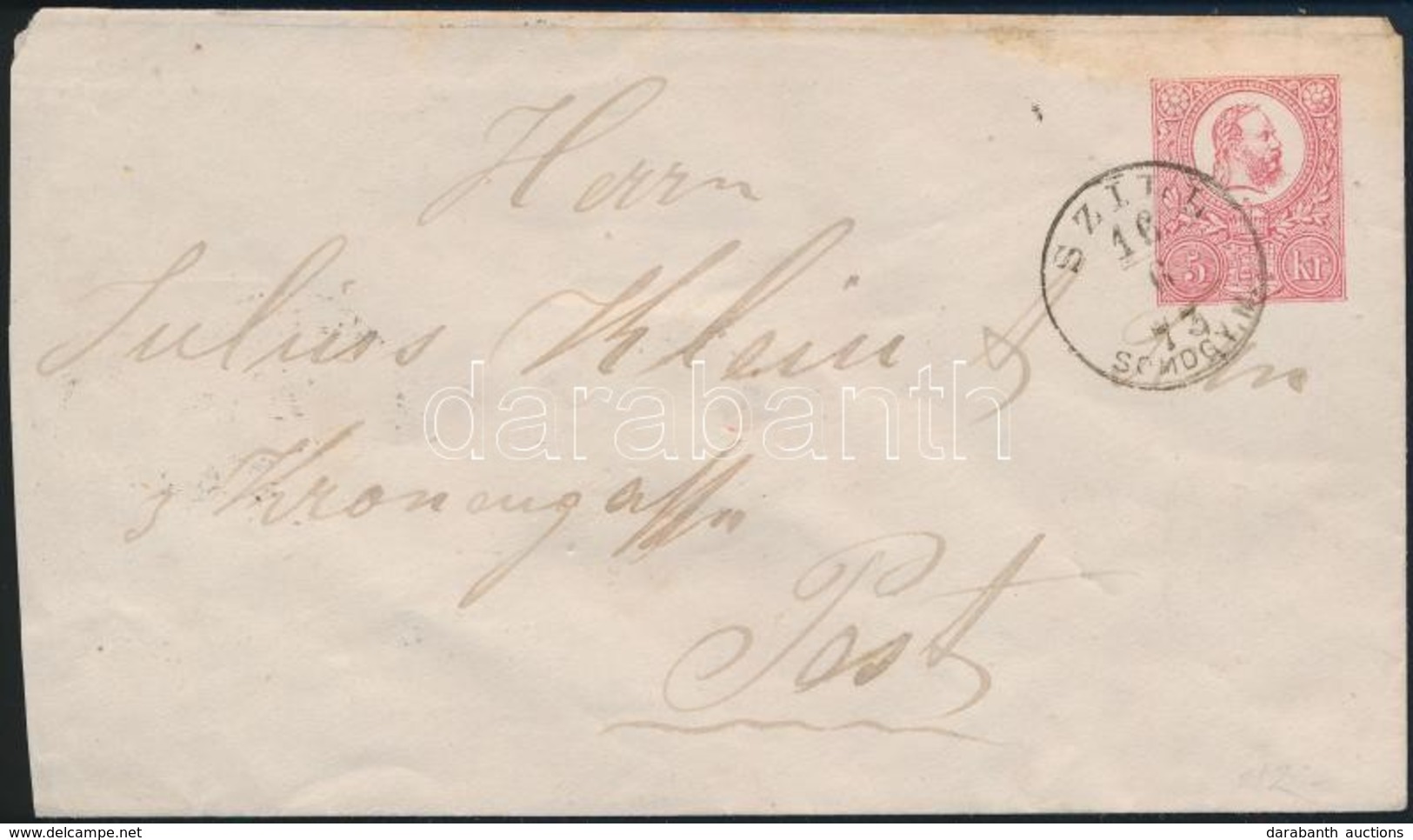 ~1873 5kr Díjjegyes Boríték / 5kr PS-cover 'SZILL SOMOGY M.' - Pest - Autres & Non Classés