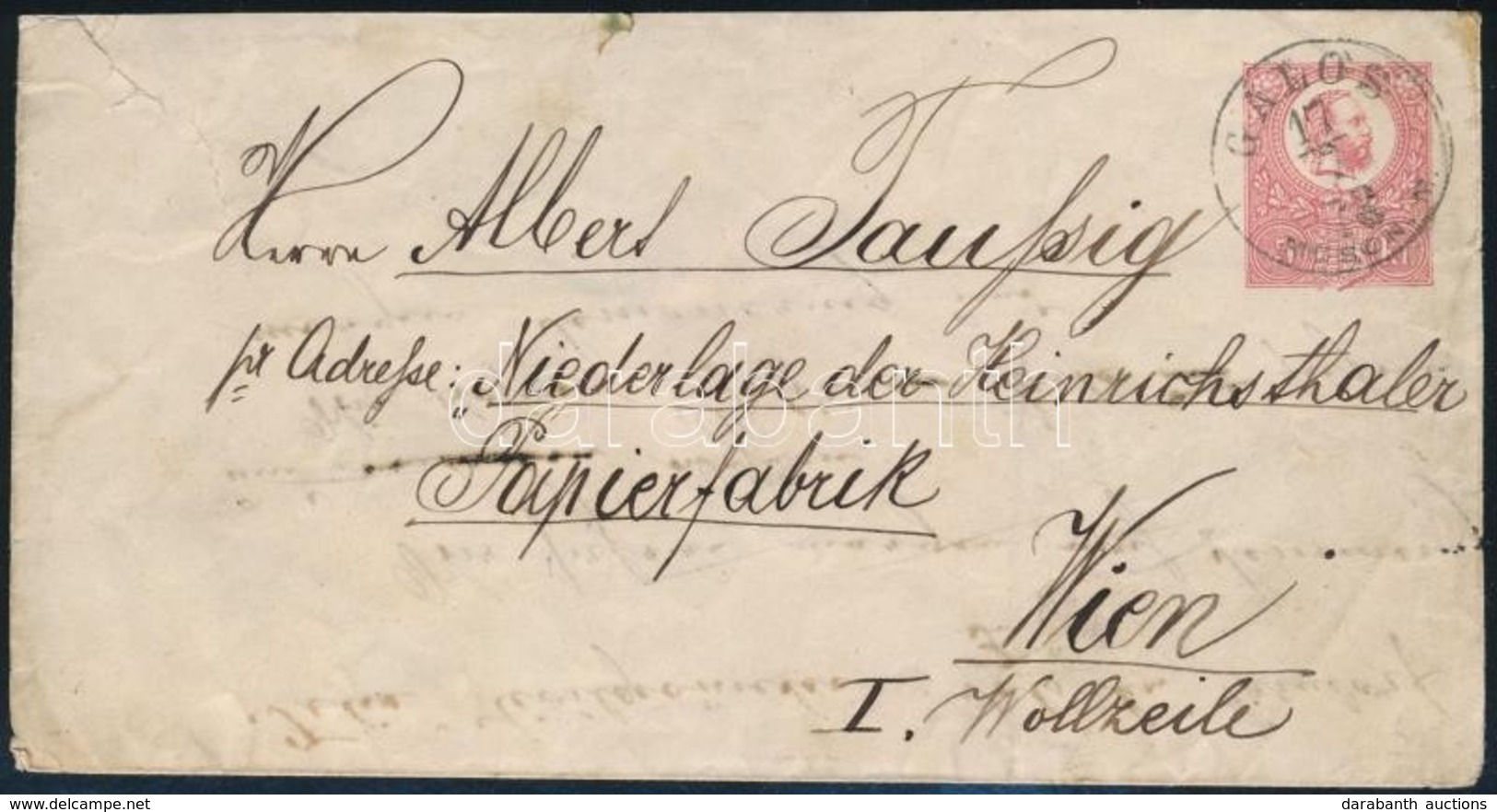 1873 5kr Díjjegyes Boríték / PS-cover 'GÁLOS / MOSON M.' (Gudlin 400 P) - Wien - Altri & Non Classificati