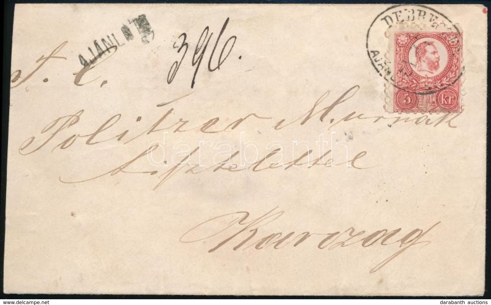 1873 Réznyomat 5kr + 10kr Ajánlott Levélen / Mi 10-11 On Registered Cover 'DEBRECZEN AJÁNLOTT' - Autres & Non Classés