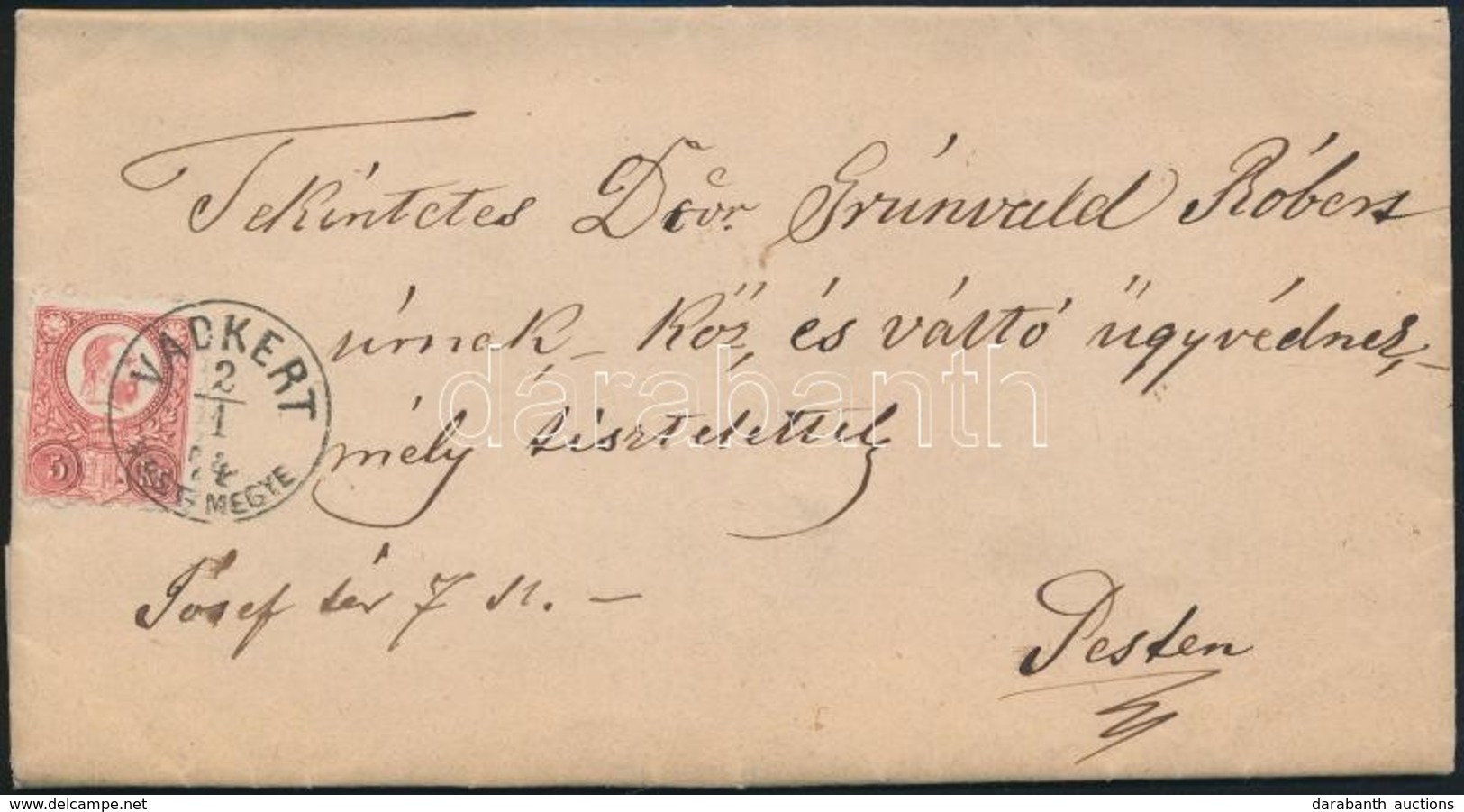 1874 Réznyomat 5kr Levélen / Mi 10 On Cover 'VADKERT PEST M.' - Pest - Autres & Non Classés