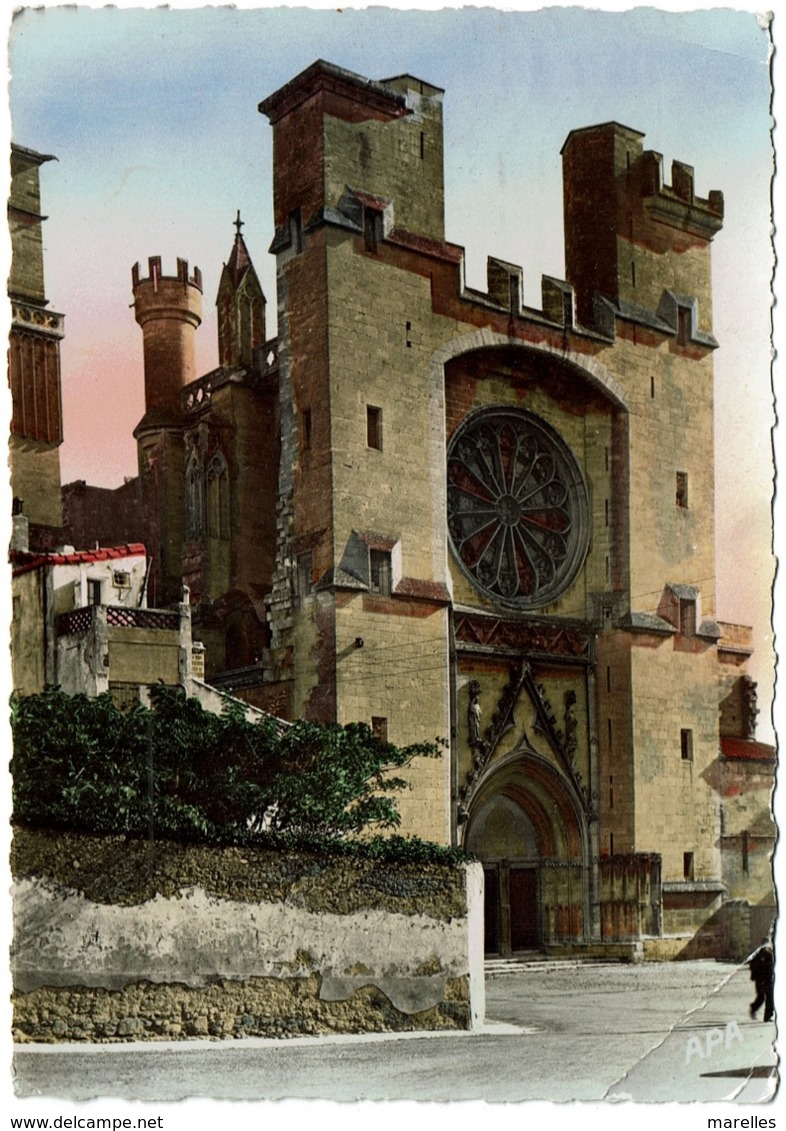 CPSM Béziers 34. La Cathédrale Saint-Nazaire, 1952, Carte Photo Dentelée - Beziers