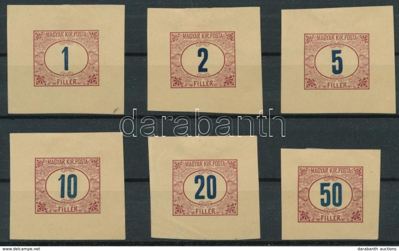 (*) 1903 Zöldportó 6 Klf Fogazatlan Színpróbanyomat Vízjel és Gumi Nélküli Papíron. / Postage Due 6 Different Imperforat - Autres & Non Classés