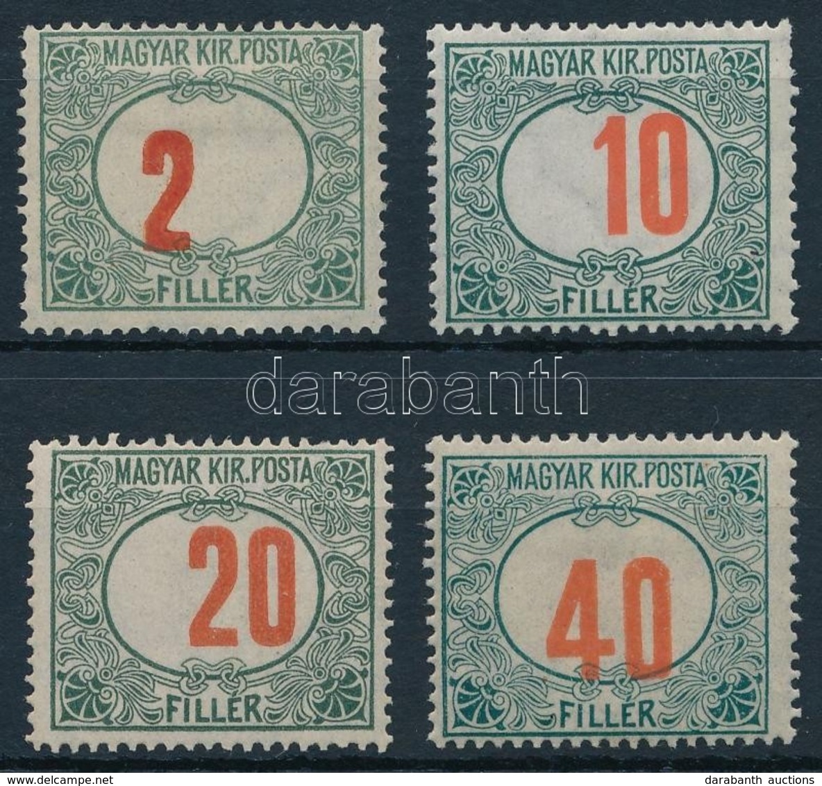 ** * 1915 Pirosszámú Zöldportó 4 Klf érték Eltolódott értékszámmal / 4 Different Postage Due Stamps With Shifted Numeral - Sonstige & Ohne Zuordnung