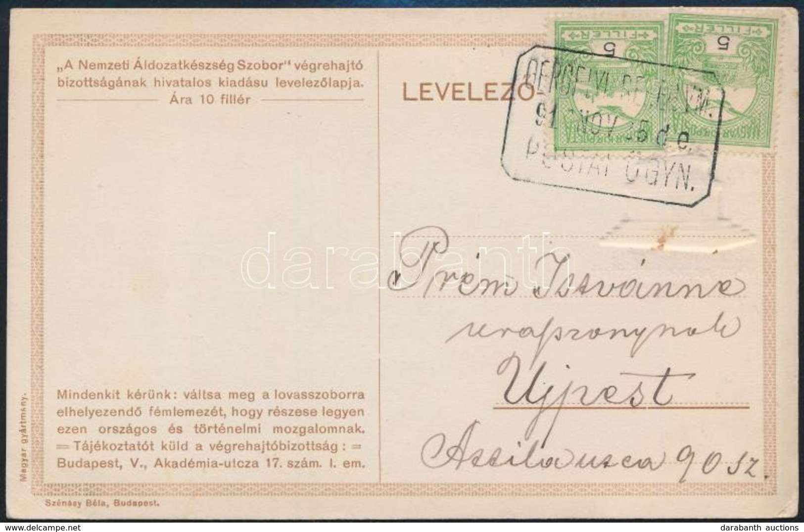 1916 Képeslap GERGELYI BEREG VM Postaügynökségi Bélyegzéssel / Postcard With Postal Agency Postmark - Sonstige & Ohne Zuordnung