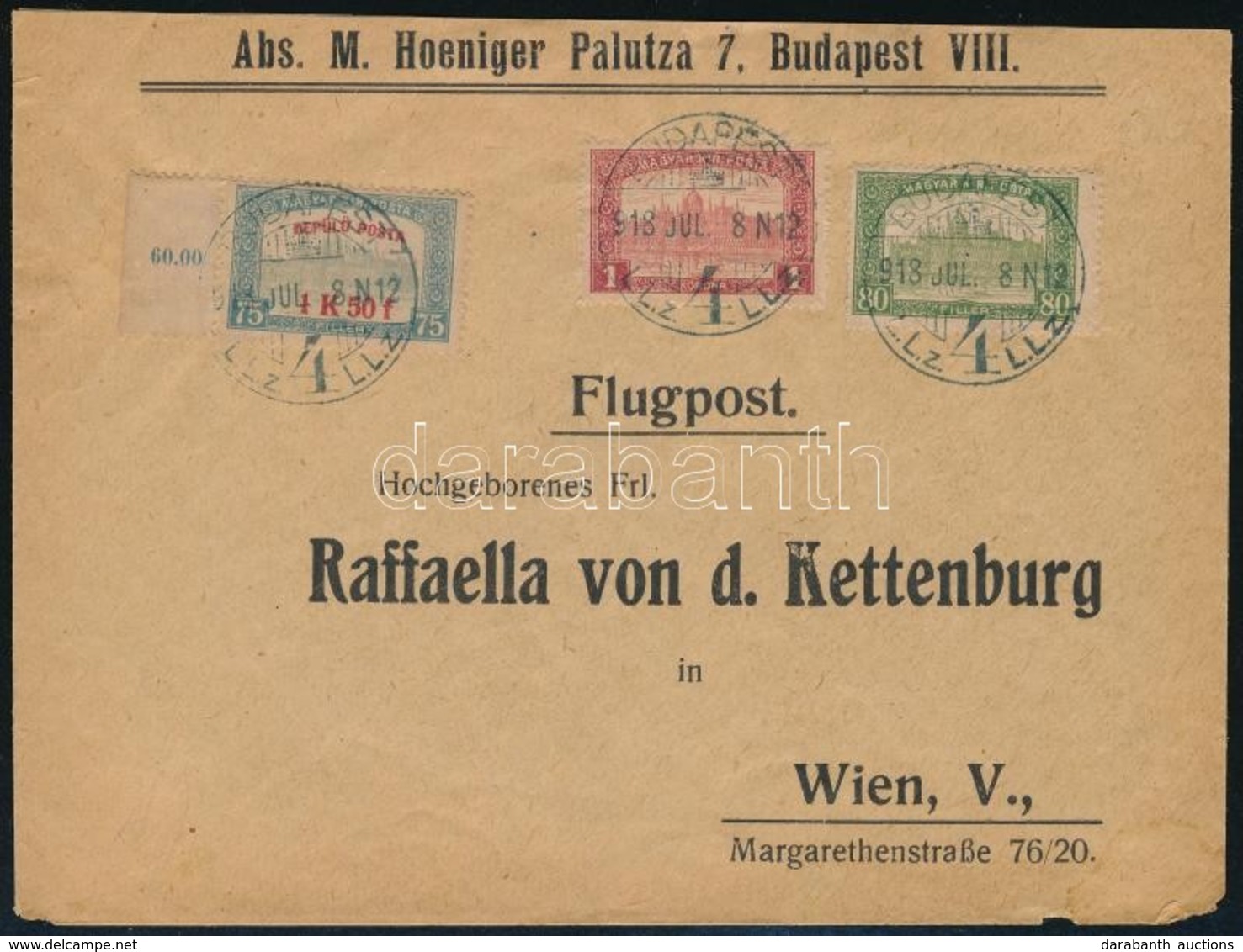 1918 Légi Levél  Bécsbe / Airmail Cover To Vienna - Sonstige & Ohne Zuordnung