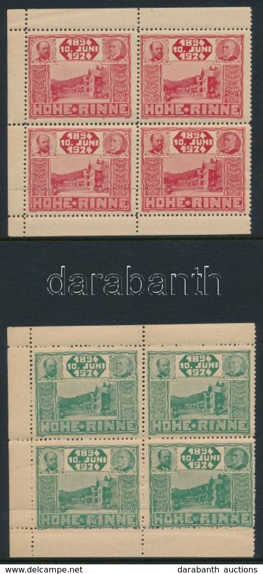 ** 1924 Hohe Rinne Zöld és Piros Négyestömbök / Green And Red Blocks Of 4 - Sonstige & Ohne Zuordnung