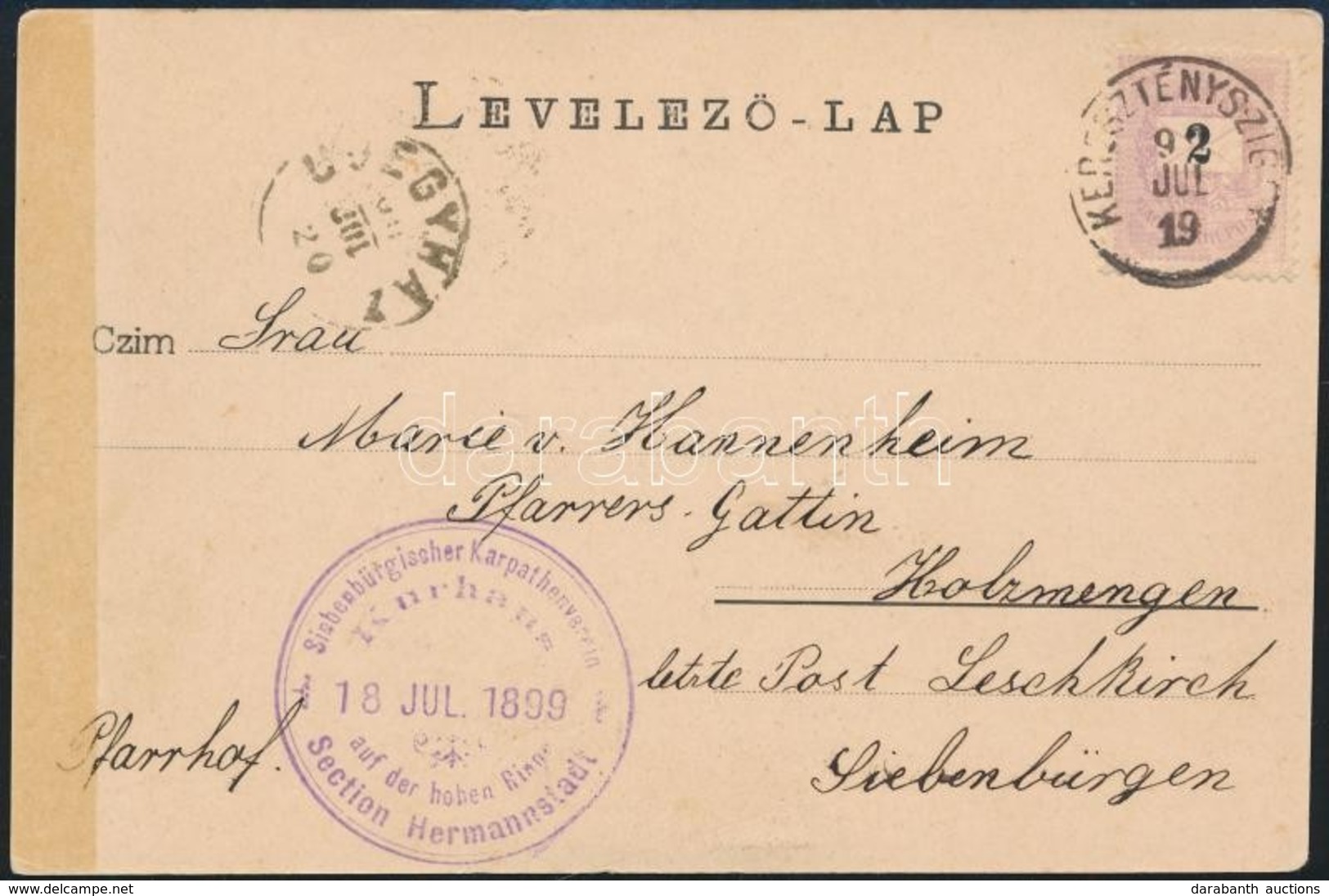 1899 Hohe Rinne Képeslap 2kr Bérmentesítéssel / Postcard With 2kr Franking 'KERESZTÉNYSZIGET' - Holzmengen - Autres & Non Classés