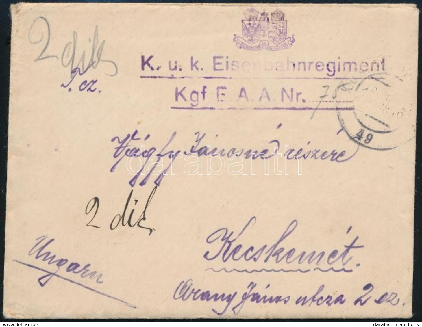 1916 Tábori Posta Levél Tartalommal / Field Post Cover With Content 'K.u.k. Eisenbahnregiment Kgf. E.A.A.Nr. 75' + 'FP 4 - Sonstige & Ohne Zuordnung