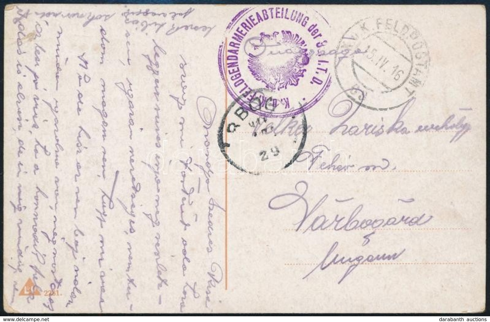 1916 Tábori Posta Képeslap (nők Katonai Ruhákban) / Field Postcard 'K.u.k. Feldgendarmerieabteilung Der 33. I.T.D.' + 'F - Sonstige & Ohne Zuordnung