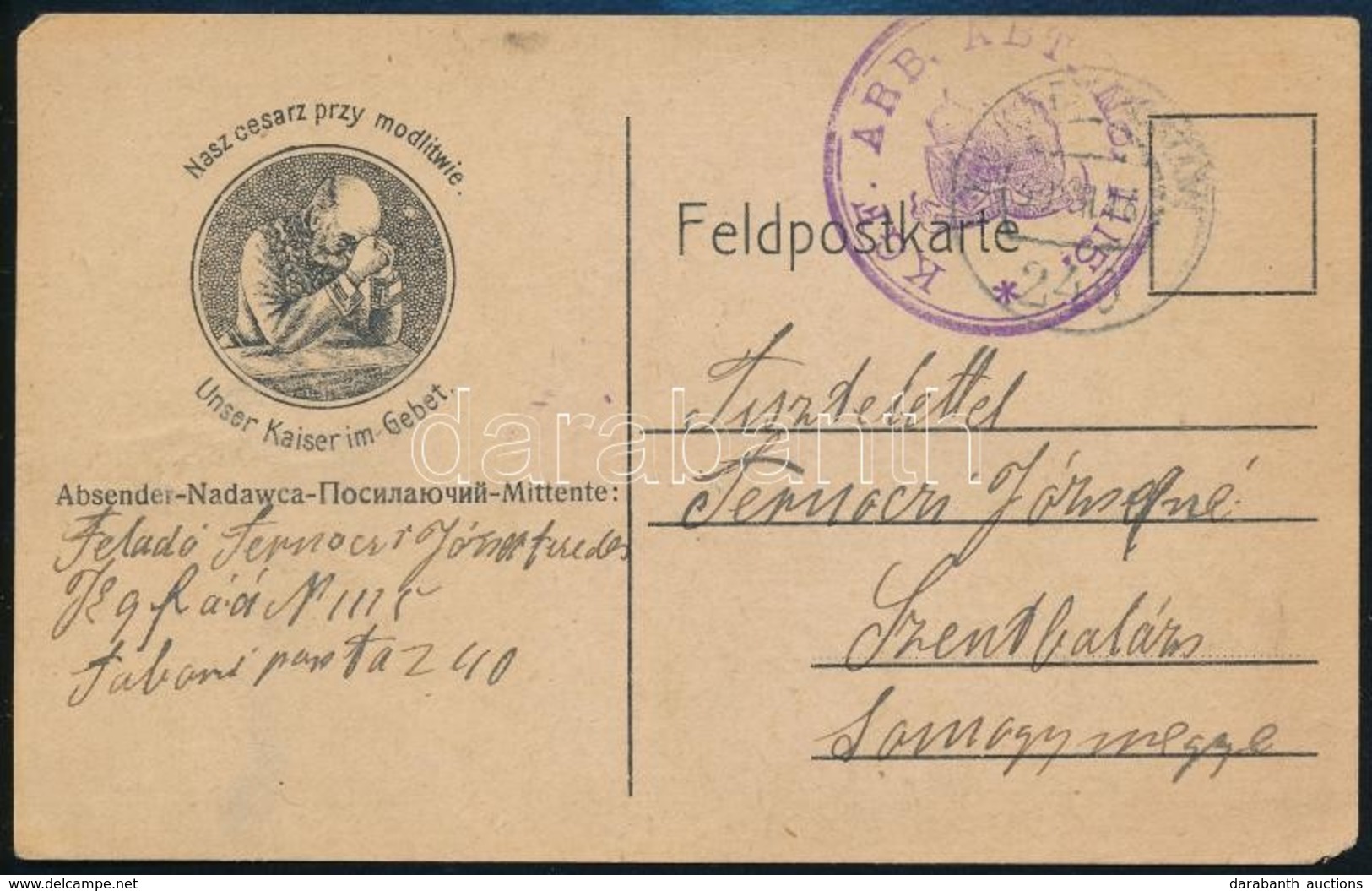 1916 Grafikus Tábori Posta Levelezőlap / Field Postcard ,,KGF. ARB. ABT. No. 1115' - Autres & Non Classés